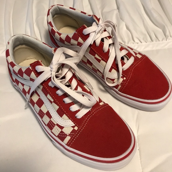 red checkered old skool vans